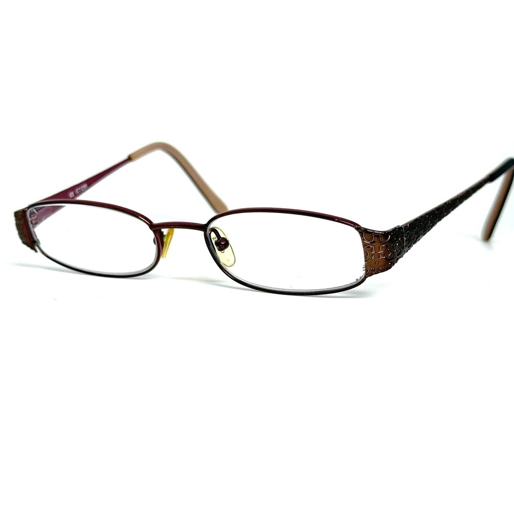 Guess GU 9038N BRN Oval Eyeglasses Burgundy Brown Embossed Temples 46-16-130